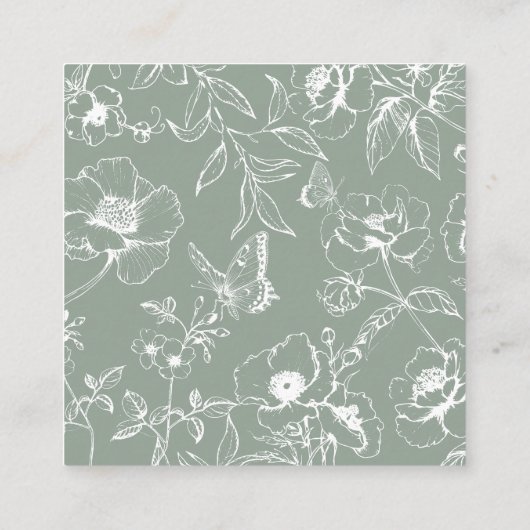 Elegante Salie Groene Bloemen QR Code Bruiloft RSV Informatiekaartje (Achterkant)