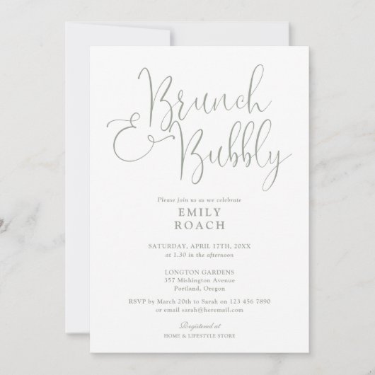 Elegante salie groene brunch en bubbelig Vrijgezel Kaart (Voorkant)