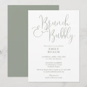 Elegante salie groene brunch en bubbelig Vrijgezel Kaart (Voorkant / Achterkant)