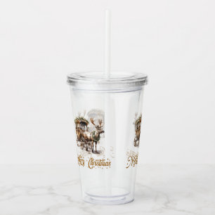 Elegante salie groene krans faux goud Rendier Acryl Drinkbeker