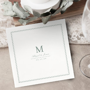 Elegante salie groene minimalistische monogram servet
