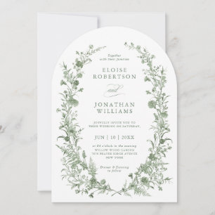 Elegante Salie Groene Vintage Klassieke Bloem Brui Kaart