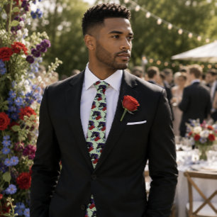 Elegante Salie Zwarte Eenhoorn Bloemrijke Fantasie Stropdas