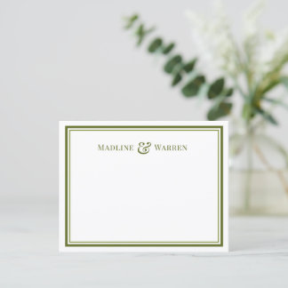 Elegante saliegrens gepersonaliseerde koppel notit notitiekaartje