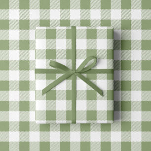 Elegante saliegroen geruit patroon cadeaupapier