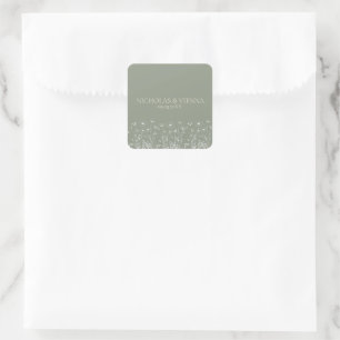 Elegante Saliegroen Minimalistische Boho Bloemen B Vierkante Sticker