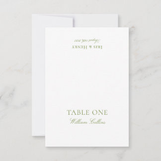 Elegante saliegroene & beige huwelijksplaatskaart kaart