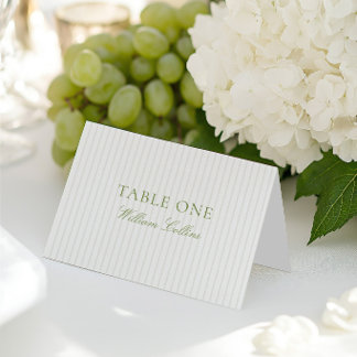 Elegante saliegroene & beige huwelijksplaatskaart kaart