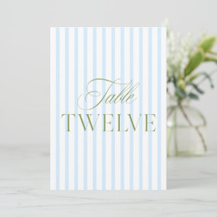 Elegante Saliegroene & Blauwe Trouwtafel Nummer Kaart