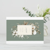 Elegante saliegroene bloemige bedankkaart | Bla