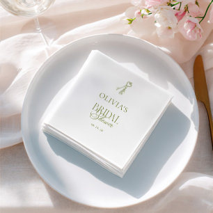 Elegante saliegroene bruiloftsborrel servet