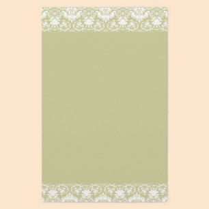 Elegante saliegroene damast rand kant briefpapier