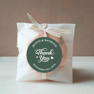 Elegante saliegroene dank je lief huwelijksgunst ronde sticker
