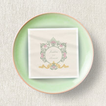 Elegante saliegroene en gouden art-nouveau-servet