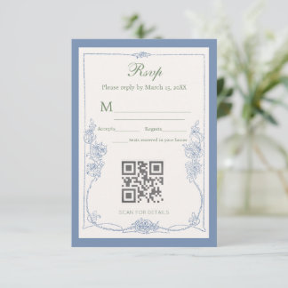 Elegante saliegroene Franse bloem-RSVP-huwelijksre RSVP Kaartje