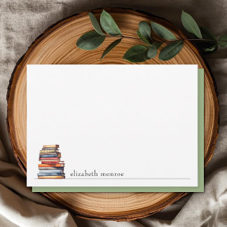 Elegante saliegroene gepersonaliseerde voor boekli notitiekaartje