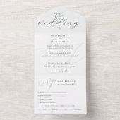 Elegante Saliegroene Kalligrafie Bruiloft All In One Uitnodiging (Binnen)