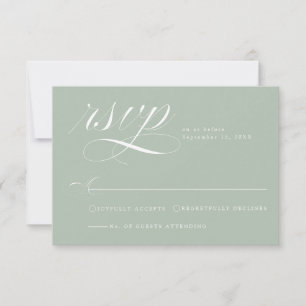 Elegante saliegroene kalligrafie trouw-RSVP kaart