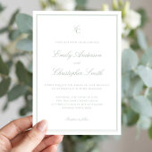 Elegante saliegroene klassieke trouw kaart