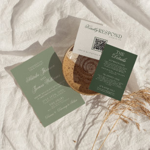 Elegante saliegroene luxe boho moderne trouwdag kaart
