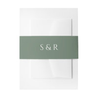 Elegante saliegroene monogram uitnodiging