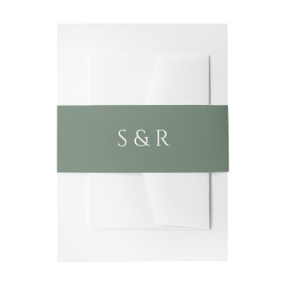 Elegante saliegroene monogram uitnodiging uitnodigingen wikkel
