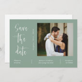Elegante saliegroene QR-code foto save the date Kaart (Voorkant / Achterkant)