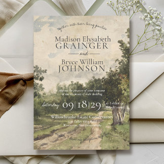 Elegante Saliegroene Romantische Landschapskunst B Kaart