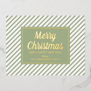 Elegante saliegroene script Merry Christmas goud Folie Feestdagen Briefkaart