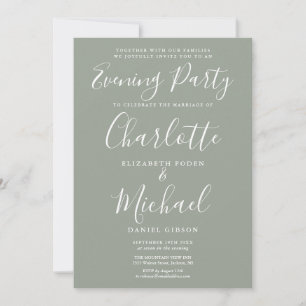 Elegante saliegroene signature bruiloftsfeest avon kaart