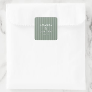 Elegante saliegroene strepen vierkante sticker