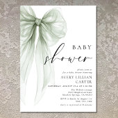 Elegante saliegroene strik babyshower kaart