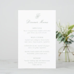 Elegante saliegroene traditionele trouwmenu