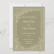 Elegante saliegroene trouwuitnodiging template