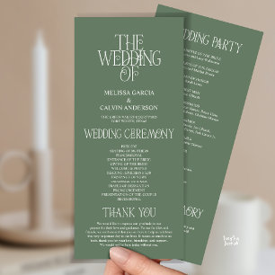 Elegante saliegroene typografie huwelijksprogramma programma