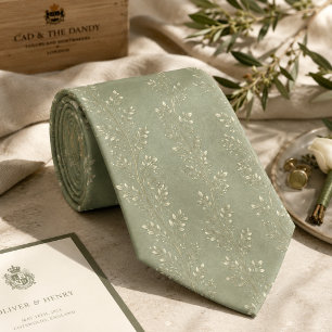 Elegante Saliegroene Wingerd Delicate Botanische A Stropdas