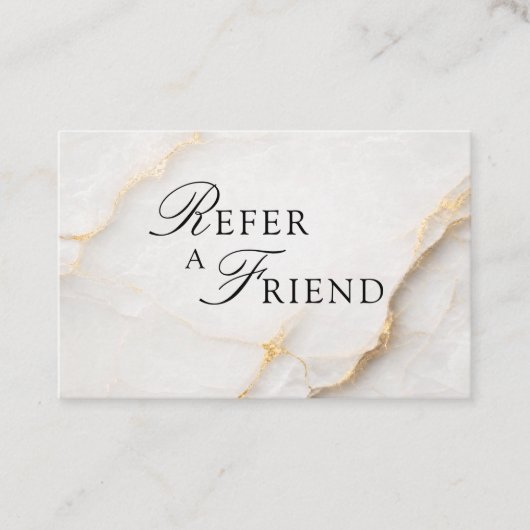 Elegante Salon Witte Marmeren Referral Kaarten Afsprakenkaartje (Voorkant)