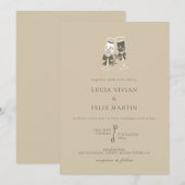 Elegante Sand Green Champagne Uitnodiging (Voorkant / Achterkant)