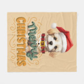 Elegante Santa hond Vrolijk Kerstfeest Retro Moste Fleece Deken (Voorkant (Horizontaal))