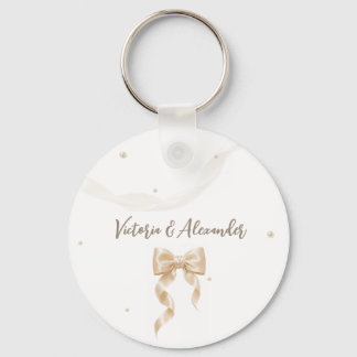 Elegante Satijnen Strik Bruiloftssleutelhanger Sleutelhanger