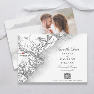 Elégante Savannah Géorgie Carte Mariage noir blanc
