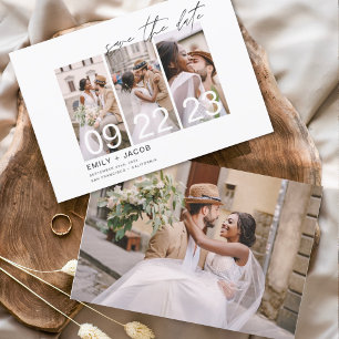 Elegante Save the Date 4 Foto Uitnodigingen