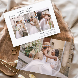 Elegante Save the Date 4 Foto Uitnodigingen