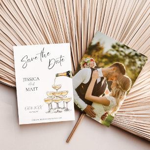 Elegante Save the Date Champagnetoren met Foto