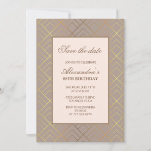 Elegante Save the date Goud Bruin 88ste verjaardag Kaart