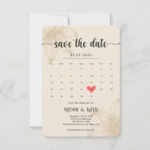 Elegante 'Save the Date'-kaart – Beige botanisch o