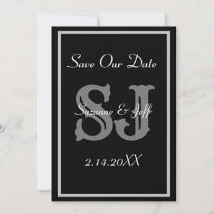 Elegante Save The Date Monogram Huwelijk  Kaart