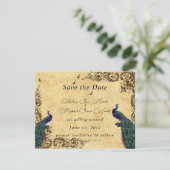 Elegante Save the Date Mooie Pauw (Staand voorkant)