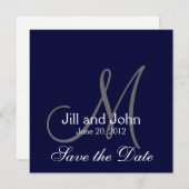 Elegante Save the Date Navy Trouwkaart (Voorkant / Achterkant)