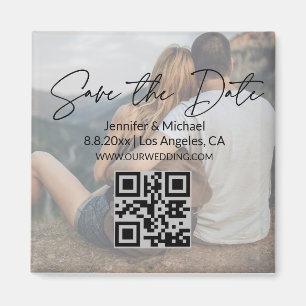 elegante save the date, qr-code koppel vervaagde f magneet